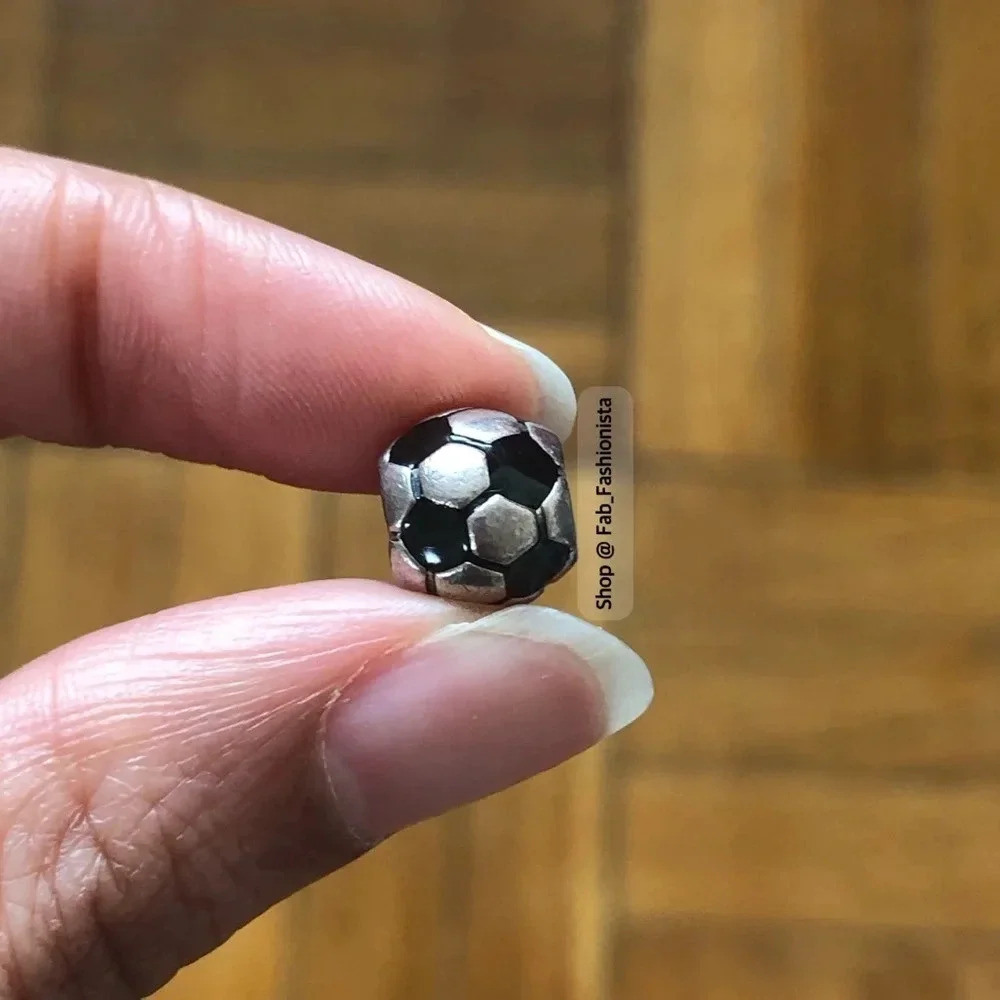 Pandora Sterling Silver & Black onyx soccer charm